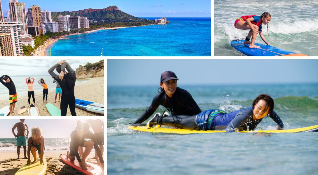 surf lessons waikiki collage